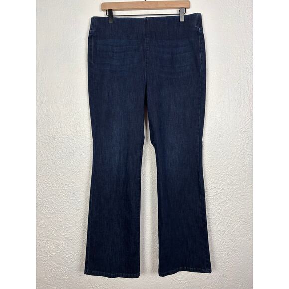 Soft Surroundings Ultimate Denim Pull-On Bootcut Jeans Dark Wash Size Large - Picture 1 of 4